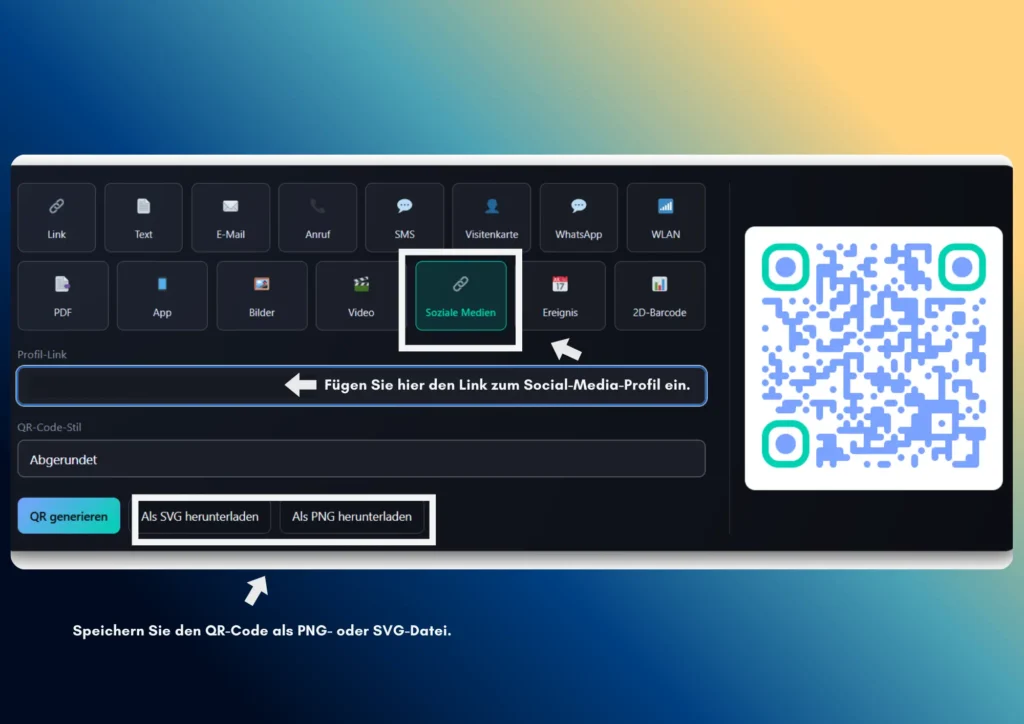QR Code Generator für soziale Medien